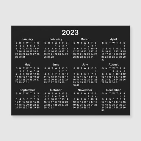 Minimalist Black and White 2023 Magnetic Calendar Background Plain, Work Calendar, Magnetic Business Cards, Modern Calendar, New Year Calendar, Magnetic Calendar, Minimalist Black And White, Year Calendar, Black Minimalist