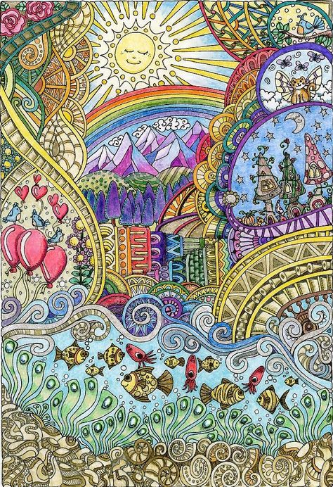 Finished Coloring Book Pages, Angela Porter Finished Coloring Pages, Creative Haven Coloring Books Finished, Angela Porter, Harry Potter Coloring Book, Creative Haven Coloring Books, Creative Arts Therapy, Designs Coloring Books, Adult Coloring Designs