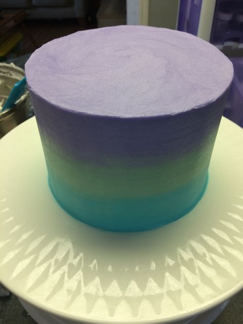 Blue Purple Ombre Cake, Ombré Cake, Purple Blue Ombre, 11 Birthday, 10 Birthday Cake, Turquoise Ombre, Trolls Birthday Party, Purple Cakes, Green Cake