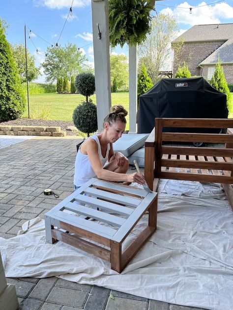 Redo Outdoor Furniture, Painting Outdoor Furniture, Painting Outdoor Wood Furniture, Paint Outdoor Furniture, Timber Outdoor Furniture, Painting Patio Furniture, Sanding Furniture, Wooden Outdoor Table, Outdoor Wood Table