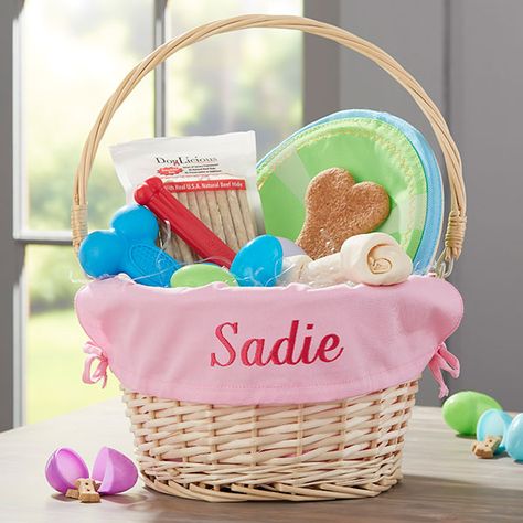 Dog Easter Basket, Personalized Treat Bags, Dog Easter, Personalized Easter Basket, Lamb Decorations, Basket Lighting, Basket Liners, Easter Bunny Decorations, Hand Crochet Baby Blanket