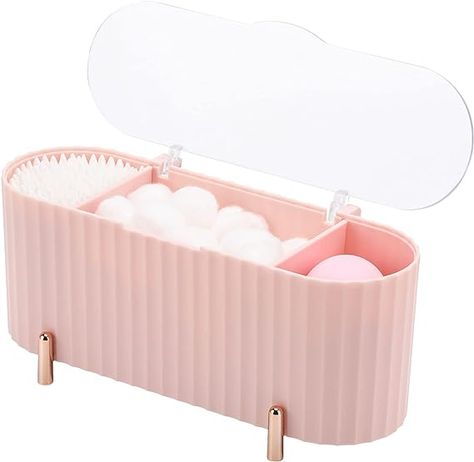 Amazon.com: Tecbeauty Qtips Holder, 3 Grids Separate Cotton Swabs Dispenser, Cotton Ball Storage Box, Jar for Cotton Pads Bathroom Organizer Canisters - Pink : Home & Kitchen Cotton Ball Storage, Pink Storage Boxes, Cotton Ball Holder, Kitchen Drawer Storage, Bathroom Canisters, Cat Bedroom, Ball Storage, Countertop Organizer, Countertop Storage