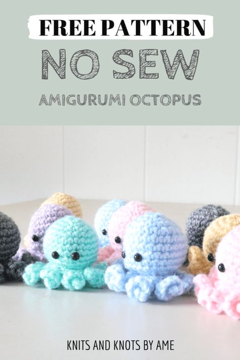 Free Amigurumi Patterns No Sew, Crochet Armigami, Free No Sew Amigurumi, Crochet No Sew Amigurumi, Bible Buddies, Octopus Crochet Pattern Free, Octopus Knitting, No Sew Amigurumi, Lidia Crochet Tricot