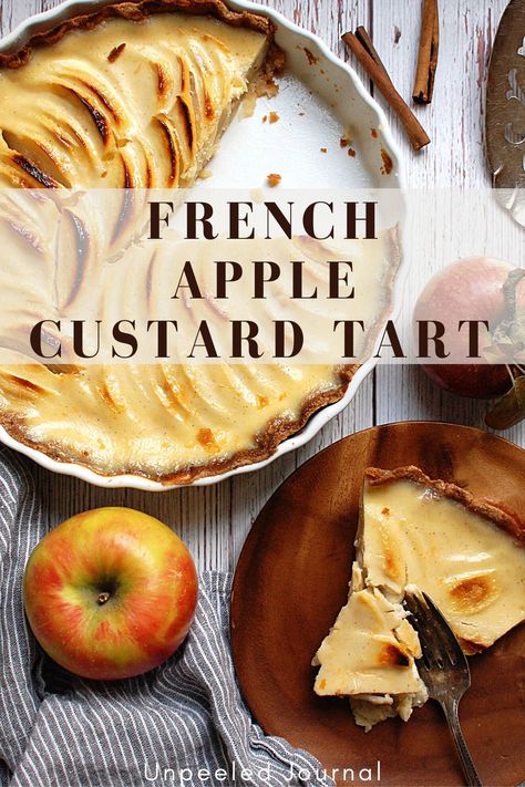 Classic French Apple Tart Recipe Apple Pie Tart Recipe, French Apple Custard Pie Recipe, Best Apple Tart Recipe, French Custard Apple Pie, Winter Apple Desserts, French Apple Custard Pie, Apple Tart Recipe Easy, Custard Apple Pie, French Apple Pie Recipe