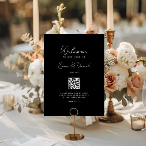 Welcome Table-Card with Couple's Name and Wedding Date, Including QR Code for your Photo Gallery @zazzle Celebrate your love and greet your guests in style with our customized welcome Card! This minimal Card is not only an elegant decoration for your wedding, but also an interactive keepsake that engages your guests. So many pictures are taken by guests at a wedding that the couple often never gets to see. If you want to create a photo gallery where your guests can upload the pictures they've... Welcome Table, Welcome Card, Code Black, Welcome To Our Wedding, Wedding Date, Wedding Deco, Table Cards, Elegant Decor, Our Wedding Day