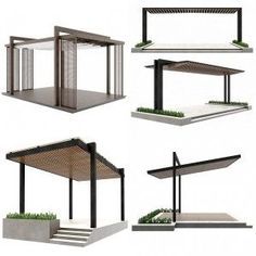 Pergola 3 - 3D Model for Corona Modern Gazebo, Diy Outdoor Table, Wooded Landscaping, Shelter Design, Metal Pergola, Wood Pergola, Pergola Designs, Landscape Decor, Beach Villa