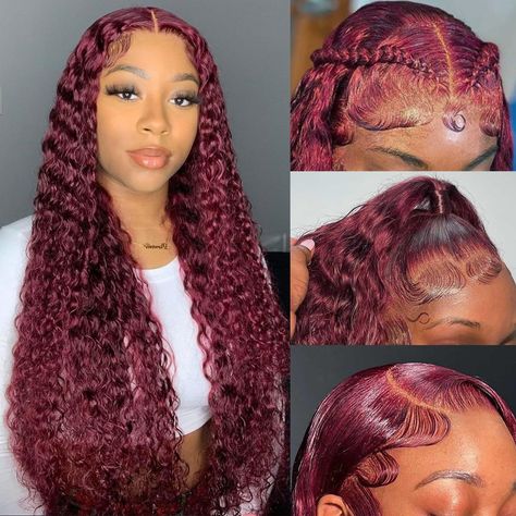 PRICES MAY VARY. Burgundy Deep Wave Lace Front Wigs Human Hair Material: All LRV Burgundy Wig Made By Brazilian Wigs Human Hair Cut From Healthy Donor; Soft Curly Patterns With Dark Burgundy Colored At Low Maintanance; LRV Burgundy Wigs Can Be Dye;Bleached;Restyled Burgundy Lace Front Wigs Human Hair Curly Color: Red Deep Wave Lace Front Wigs Human Hair Consist Of Burgundy With Dark Shade Undertones; Burgundy Deep Wave Wig Your Face Card Never Decline For Holiday;Wedding;Valentine And Fall Seaso Red Curly Wig, Curly Lace Frontal, Full Lace Front Wigs, Long Curly Wig, Lace Front Wigs Human Hair, Curly Human Hair Wig, Curly Lace Front Wigs, Red Wigs, Burgundy Hair