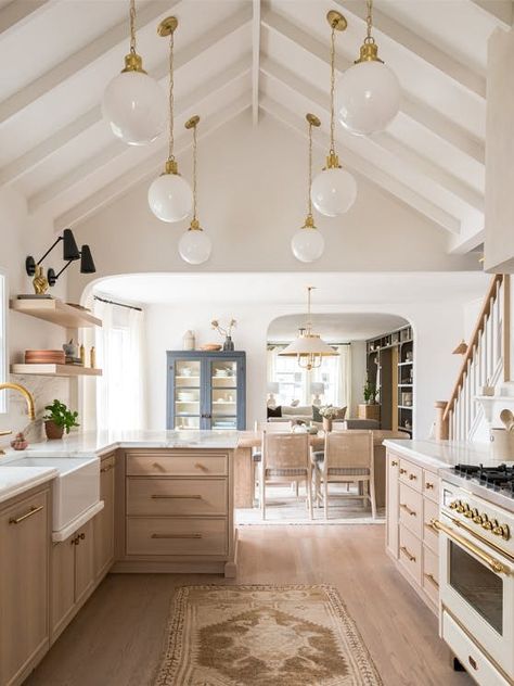 A serene neutral home with Kate Marker Interiors | Little Greene Kitchen Hardware Placement, Interior Paint Finishes, Beautiful Kitchen Ideas, Kate Marker Interiors, Cape Cod Style House, Deco Kitchen, Cabinetry Hardware, Dining Inspiration, Timeless Interior