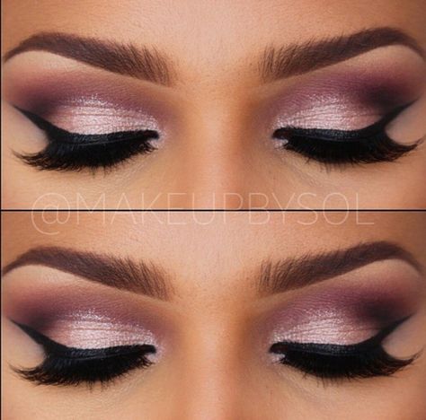 So pretty. Definitely will try for my next date night Purple Wedding Makeup, Lila Make-up, Glam Bride Makeup, Rosa Make-up, Pink Makeup Look, Make Up Sposa, Mauve Makeup, Bridesmaids Makeup, Wedding Hairstyles And Makeup