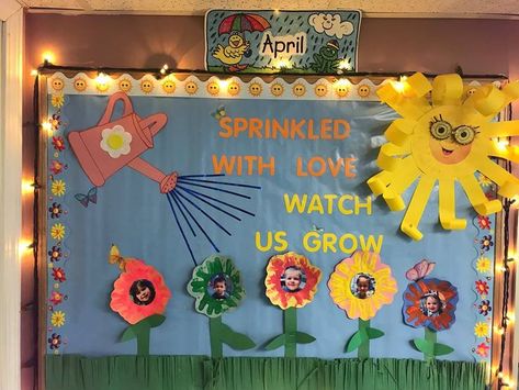 Plant Bulletin Board Ideas, Bulletin Board Ideas For Kindergarten, Plant Bulletin Board, Spring Bulletin Boards Preschool, Infant Bulletin Board, Garden Bulletin Boards, Daycare Bulletin Boards, Toddler Bulletin Boards, Garden Theme Classroom