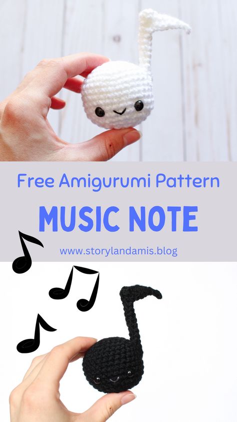 This FREE music note amigurumi pattern is so easy and quick to make. This would be the perfect handmade gift for a music teacher or music student. Music Crochet Patterns Free, Music Amigurumi, Music Crochet, Crochet Music, Music Ornaments, Eighth Note, Beginner Crochet Tutorial, Music Student, Crochet Gift