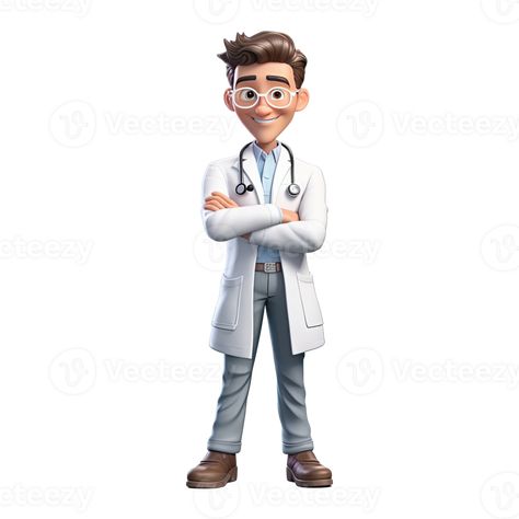 Doctor Animation, Doctor Character, Doctor Cartoon, Medical Engineering, Avatar Cartoon, Cover Boy, Happy Cartoon, Man Images, 3d Cartoon