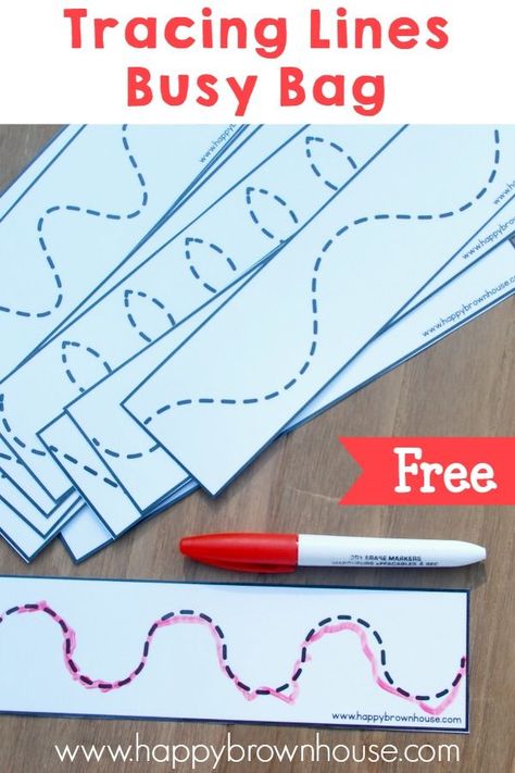 This free printable tracing lines busy bag for preschoolers is a great introduction to writing. Preschoolers will have fun tracing the lines and practicing their fine motor skills. Maluchy Montessori, Tracing Lines, Aktiviti Kanak-kanak, Preschool Fine Motor, Preschool Writing, Motor Skills Activities, Skills Activities, Pre Writing, Fine Motor Activities