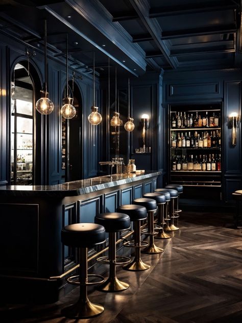 Bar interior design by ercüment aydın - Playground Blue Bar Ideas, Members Club Aesthetic, Lounge Bar Interior Design Modern, High End Bar Design, 60s Restaurant Interior, European Bar Design, Restaurant Lounge Interior Design, Rustic Bar Interior, Back Bar Design Restaurant