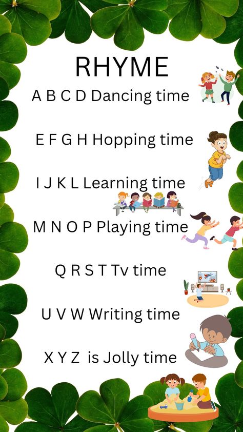 ABCD rhyme for nursery kids English Nursery Rhymes, New Rhymes For Kindergarten, Nursery Poems Kids Songs, English Rhymes For Nursery, Easy Rhymes For Kindergarten, English Rhymes For Kids Kindergarten, English Rhymes For Class 1, Activity For Nursery Kids, Pre Nursery Activities