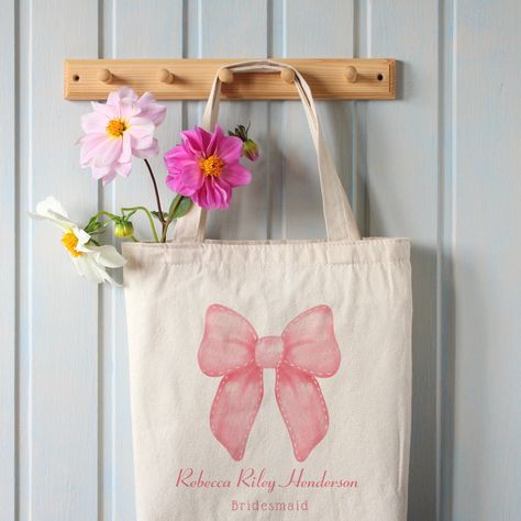 Wedding Shower Theme, Personalized Tote Bags Bridesmaids, Garden Gathering, Bow Tote Bag, Coquette Ribbon, Aesthetic Party, Girly Coquette, Wedding Shower Themes, Bow Coquette