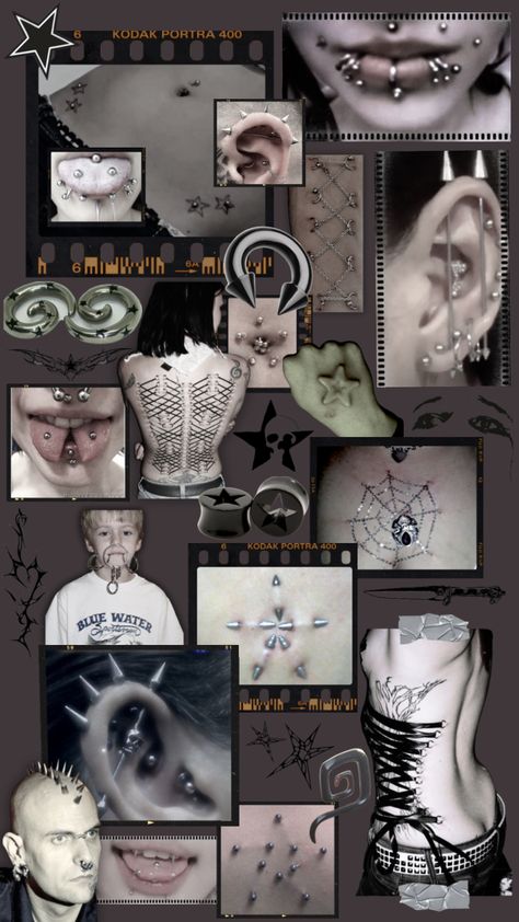 body mods 😌 #piercings #jewelry #bodymods #blackandwhite #tattoo #blackaesthetic #dark #darkaesthestic #bodypositivity #halloween #alt #alternative #crazy Crazy Piercings Body Mods, Cool Body Modifications, Cool Body Mods, Body Mods Aesthetic, Body Mods Extreme, Piercings Alt, Piercing Setup, Alt Piercings, Body Piercing Ideas