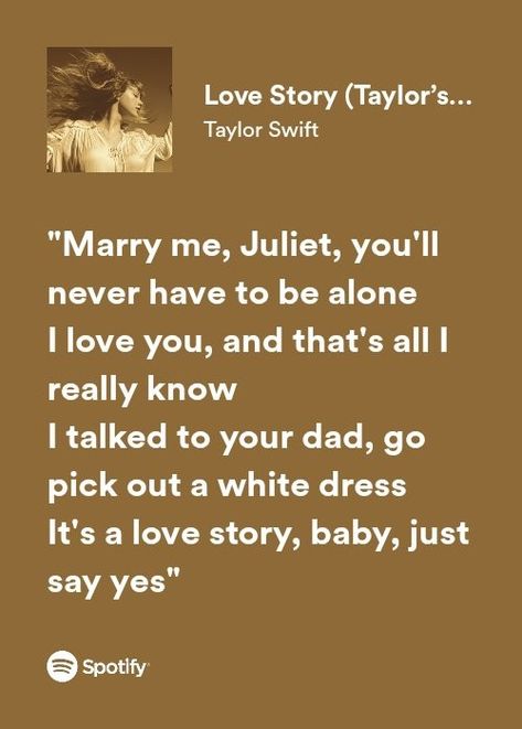 Love Story Song Lyrics, Taylor Swift Fearless Songs, Taylor Swift Love Songs, Taylor Swift Love Story, Frases Taylor Swift, Love Letras, Fearless Song, Story Lyrics, Musica Spotify