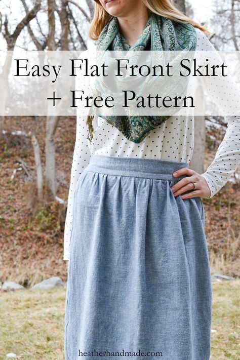 Make an easy flat front skirt with this free sewing pattern and template! The skirt can be made for any size or age, and it's really easy to sew! Cotton Skirt Sewing Pattern, Gathered Skirt Pattern, Womens Skirt Pattern, Free Skirt Pattern, Easy Clothing, Sewing Patterns Free Women, Sewing Creations, Skirt Tutorial, Beginner Sewing Projects Easy