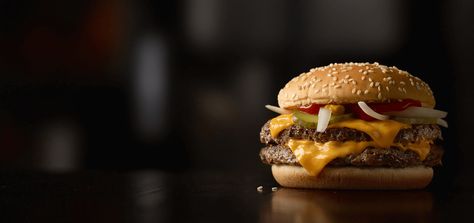 Double Quarter Pounder® with Cheese Healthy Hamburger Recipes, Healthy Mcdonalds, Quarter Pounder, Mcdonald Menu, Realistic Photos, Fast Food Items, High Fat Foods, Fat Foods, Nutrient Rich Foods