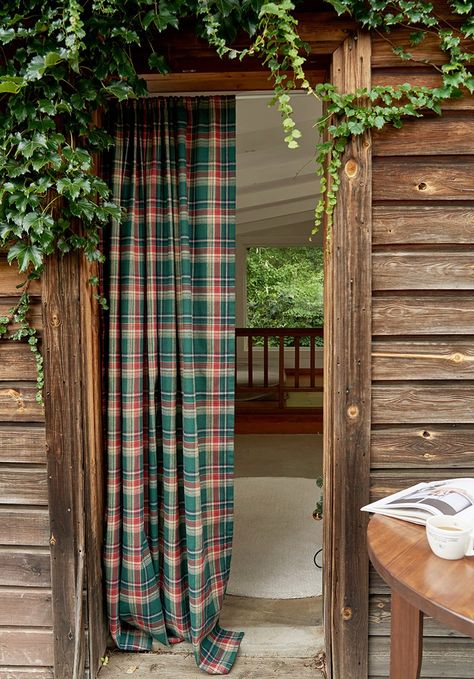 Set of 2 Modern Vintage Farmhouse Tartan Plaid Curtains Green Gingham Curtains Black Watch Check Panels Green Holiday Plaid Curtain Panels Green Gingham Curtains, Etsy Curtains, Tartan Curtains, Tartan Decor, Modern Cabin Interior, Cabin Curtains, Gingham Curtains, Curtains Green, Cottage Curtains