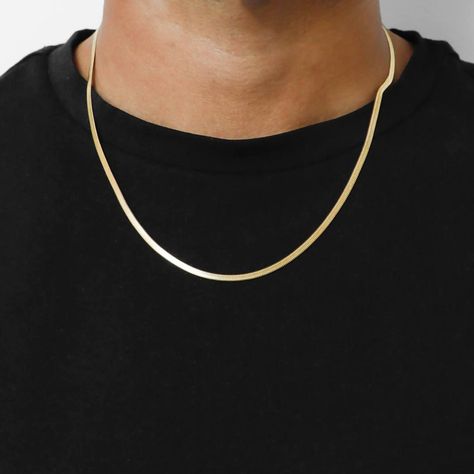 FREE WORLDWIDE DELIVERY Gold Tone Finish 6mm Width Wipe Clean With A Damp Cloth Necklace Men’s Gold, Necklace Men Gold, Aesthetic Mens, Mens Bling, Mens Chain, Herringbone Necklace, Necklace Men, Gold Chains For Men, Silver Signet Ring