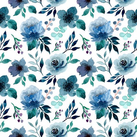 Blue indigo floral watercolor seamless p... | Free Vector #Freepik #freevector #pattern #flower #watercolor #floral Flower Pattern Fabric, Roses Watercolor, Indigo Floral, Watercolor Floral Pattern, Textile Pattern Design, Flower Watercolor, Apple Watch Wallpaper, Pattern Flower, Digital Print Fabric