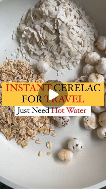 Priti Bhutra on Instagram: "Save & Share. Recipe ⬇️ Travel-Friendly Homemade Cerelac for 6+ month Baby Ingredients 1 cup poha 1/2 cup rolled oats 1 cup Makhana (foxnuts) Roast on low to medium flame until they turn brown Make the fine powder in grinder & Store in glass container. For six months baby-Take 2 tbsp Mix with hot water to avoid lumps & serve warm For 7+ months babies,you can add mashed banana in that powder. Follow @mom_musings_bypriti for more Parenting Tips & Healthy Kids Recipes. #babyfoodideas #6monthbabyfood #travelfoodideas #instantfood #instantrecipesforkids #blwideas #homemadecereal #cerelac #babyfoodblogger #babyfoodrecipes #babyfood #momblogger #mombloggerindia #mom_musings_bypriti" Babyfood Homemade Recipes, 6 Month Baby Food Recipes Homemade, Homemade Cerelac For 6 Month Babies, Home Made Cerelac For Babies, Cerelac Recipe Homemade, 6 Months Baby Food Recipes, Baby Food Recipes 6-9, Baby Cereal Recipes, 7 Month Baby Food