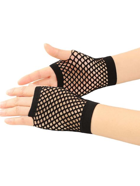 1pair Black Short Fishnet Gloves Cut Out Mesh Fingerless Gloves Punk Style Net Gloves For Nightclub PartyI discovered amazing products on SHEIN.com, come check them out! Black Fishnet Gloves, Fishnet Gloves Aesthetic, Emo Gloves, Net Gloves, Black Fingerless Gloves, Mal Descendants, Fishnet Gloves, Mesh Gloves, Short Gloves