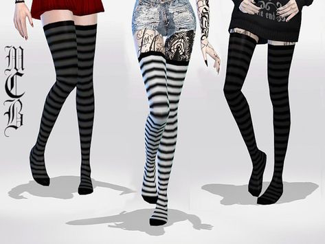 Sims 4 — Long Striped Over Knee Socks by MaruChanBe2 — Cute long over knee sock with stripes. Three different variations. Sims 4 Cc Striped Socks, Sims4 Cc Tights, Sims 4 Knee Socks, Sims 4 Emo Accessories, Sims 4 Striped Socks, Kakegurui Sims 4 Cc, Sims 4 Long Socks, Sims 4 Cc Kakegurui, Sims 4 Cc Long Socks