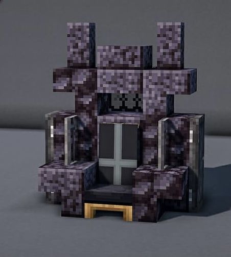 Minecraft Gothic Decoration, Minecraft Quartz Wall Designs, Minecraft Nether Castle Ideas, Minecraft Fantasy Kingdom, Minecraft Thrown Chair, Hallway Minecraft Ideas, Black And Purple Minecraft Builds, Throne In Minecraft, Minecraft Evil Lair Interior