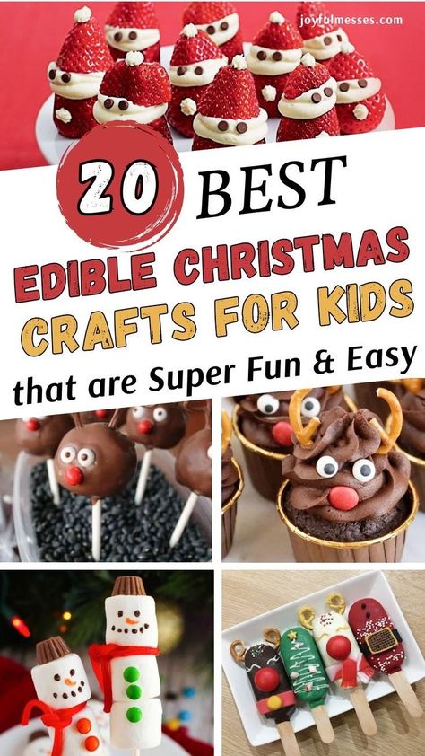 Christmas crafts are such a fun holiday kids' activity - and making cute edible crafts is just another bonus! Nowadays, Christmas decorations can be made in a fun way as a DIY family-bonding project that creates a festive atmosphere in your home! Easy edible Christmas crafts are a great way to create a new family tradition and celebrate the holiday season. Here are 20 ideas for super fun and easy edible Christmas crafts you can make with your kids this year! Edible Christmas Crafts For Kids, Homeschool Fall Crafts, Edible Christmas Crafts, Food Activities For Toddlers, Christmas Kids Activities, Christmas Food Crafts, Kids Food Crafts, Christmas Crafts Easy, Advent Crafts