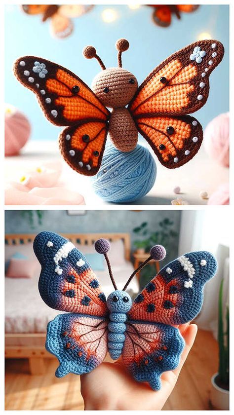 Crochet Butterfly Amigurumi Free Pattern Butterfly Crochet Patterns Free, Amigurumi Butterfly Free Pattern, Butterfly Amigurumi Free Pattern, Butterfly Crochet Pattern Free, Butterfly Amigurumi, Butterfly Crochet Pattern, Crochet Butterfly Free Pattern, Crochet Bird Patterns, Butterfly Patterns