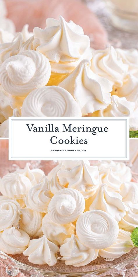 Light, crispy and airy, these EASY Vanilla Meringue Cookies taste like a crispy marshmallow and melt in your mouth!