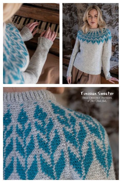 Isop Tunisian Sweater Pullover& Hat Free Crochet Patterns Free Tunisian Crochet Sweater Patterns, Tunisian Crochet Pullover, Tunisian Stitch Patterns, Tunisian Crochet Raglan Sweater, Tunisian Crochet Jumper Pattern, Fair Isle Crochet Sweater Free Pattern, Tunisian Crochet Top Patterns Free, Tunisian Sweater Pattern, Tunisian Crochet Jumper