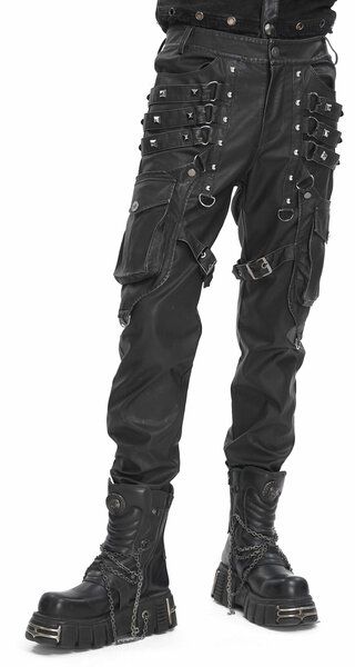 Blackout Pants Combat Fashion Mens, Mens Goth Aesthetic, Fancy Emo Outfits Male, Mens Fashion Goth, Black Pants With Black Boots, Vigilante Aesthetic Outfit Male, Men's Punk Fashion, Heavy Metal Fashion Mens, Emo Pants Men