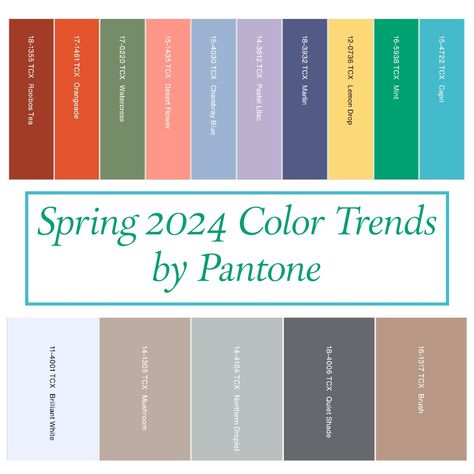 Spring 2024 color Spring Pantone, Pantone Trends, Pantone Color Chart, Pantone Colour Palettes, Spring Color Palette, Color Trends Fashion, Spring Fashion Trends, Winter Colors, Color Of The Year