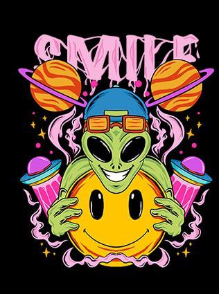 Alien Tshirt, Trippy Drawings, Design For T Shirt, Psychadelic Art, Air Max Day, Mobile Cover, Graphic Tshirt Design, Alien Art, Mass Production