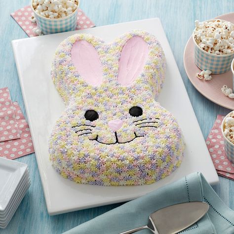 23 Easy Easter Cake Ideas - Cute Easter Cake Recipes | Wilton Bunny Cake Pan, Easter Cake Easy, Bunny Birthday Cake, Easter Cake Recipes, Rabbit Ideas, Lamb Cake, Baked Desserts, Cake Form, Easter Bunny Cake