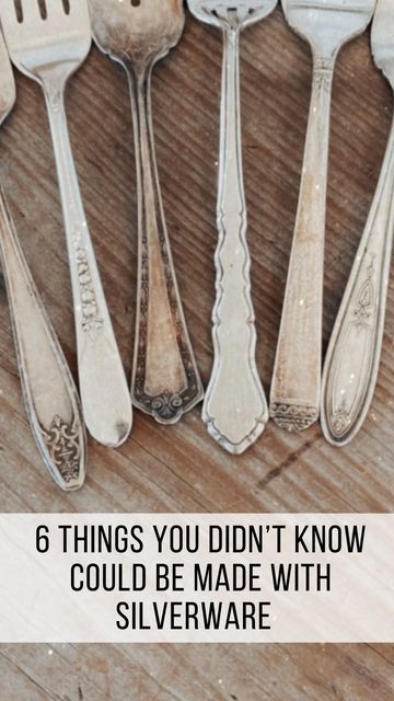 Silverware Ornaments Diy, What To Do With Old Silverware, Spoon Rings Silver, Repurpose Silver Serving Pieces, Old Silverware Ideas Diy Projects, Spoon Art Diy Projects, Silverware Windchimes Diy, Spoon Art Diy, Upcycle Antiques