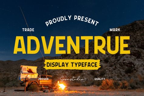 “Adventrue” is an adventurous font that captures the excitement of exploration and the unknown. With rugged letterforms and bold strokes, it adds a touch of curiosity to designs. Perfect for travel posters, branding, and outdoor-themed projects that inspire wanderlust. Embrace the explorer’s spirit with “Adventrue” and infuse your designs with adventure. Adventrue font is available […] Get your free download of the Adventrue Font now at FreeFontDL - Free Font Download! Travel Font Design, Outdoor Poster Design, Travel Font, Adventure Font, Travel Fonts, Adventure Fonts, Adventure Branding, Free Font Download, Store Banner