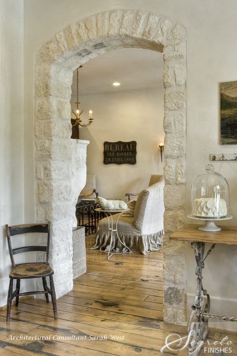 Country Living Room Design, French Country Rustic, Stone Archway, French Country Living, French Farmhouse Decor, French Country Kitchens, French Country Living Room, Country Living Room, घर की सजावट