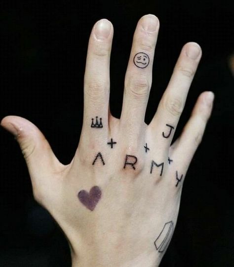 Hand Tatto, Small Wave Tattoo, Bts Tattoo, Kpop Tattoos, Pola Tato, Army Tattoos, Omerta Tattoo, Korean Tattoos, Bts Tattoos