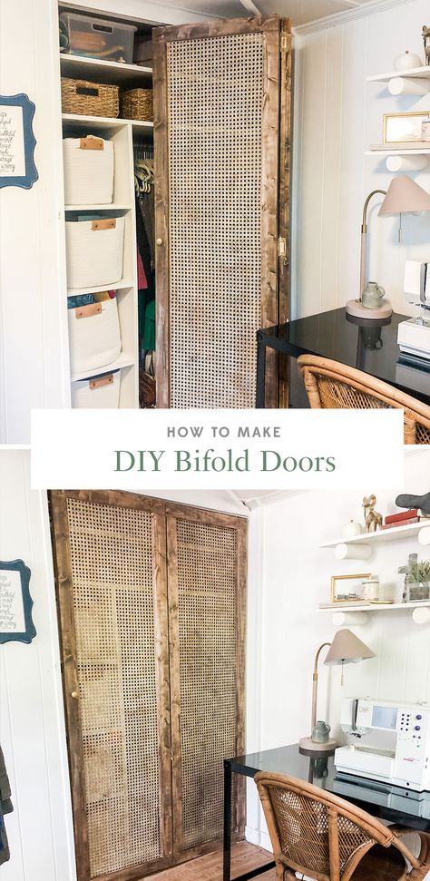 Diy Bifold Screen Door, Old Bifold Door Ideas, Bifold Screen Doors, Accordion Pantry Doors, Diy Bi Fold Closet Doors, How To Build Bifold Closet Doors, How To Make A Bifold Door, Diy Bifold Pantry Door, Tri Fold Closet Doors