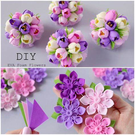 MetDaan Tips - How to make exquisite foam sheet flowers!???? Foaming Sheet Flowers, Fomic Sheet Craft, Fomic Sheet Flower, Foam Flowers How To Make, Foam Crafts Diy, Foam Sheet Crafts Diy, Craft Foam Projects, Foam Sheets Crafts, Foam Flowers Diy