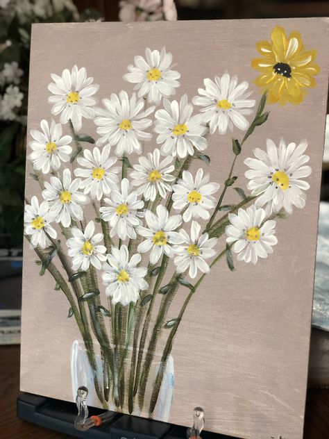 Cottage Core Painting Ideas Easy, Easy Paintings Flowers, Cottage Core Painting, Desain Buklet, Simple Canvas Paintings, Cute Canvas Paintings, Canvas Painting Designs, Art Painting Gallery, Small Canvas Art