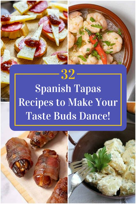 Collage of 4 spanish tapas recipes. Mediterranean Tapas Recipes, Mediterranean Tapas, Seminar Ideas, Spanish Tapas Recipes, Savory Bites, Tapas Recipes, Spanish Tapas, Mediterranean Cuisine, Recipes To Make