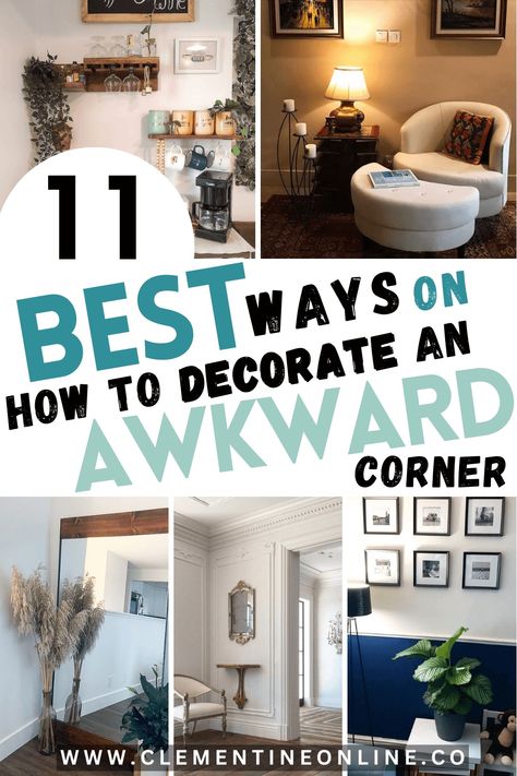 Wondering what to do with an awkward and empty corner of your living room? This post will show you 11 of the best ways to decorate an awkward corner in your living room. Decorate Living Room Corner Spaces, How To Fill A Corner Space, Decorate Small Corner In Living Room, How To Decorate A Corner Wall In Living Room, How To Decorate A Corner In Dining Room, Wall Decor Corner Living Room, How To Decorate The Corner Of A Living Room, How To Decorate Odd Spaces, Weird Corners Spaces