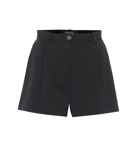 Versace - High-rise stretch-wool shorts - Emulate Versace’s sophisticated Spring ’20 aesthetic with these black shorts, which echo a string of styles featured on the runway. Made in Italy from stretch-wool twill, they’re tailored to a straight-leg silhouette with a high-rise waistline that secures with a logo-embossed button. Showcase yours with a tucked-in shirt or tank top. seen @ www.mytheresa.com Manchester House, Wool Shorts, Capsule Wardrobe Pieces, 20 Aesthetic, Versace Shorts, Closet Aesthetic, Goth Girl, Studio 54, Versace Outfit