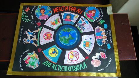 World health day,poster competition,poster drawing My Health My Right Poster Drawing, Poster On World Health Day, Healthy India Poster Drawing, World Health Day Poster Ideas, World Health Day Poster Drawing, Environmental Health Poster, Healthy Community Poster, World Health Day Creative Poster, Poster Making About Health